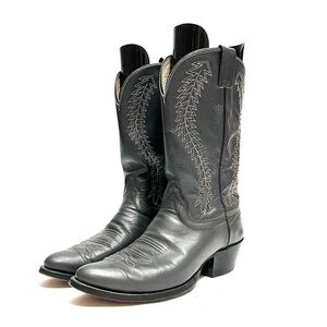 Vintage 1970s men’s gray leather western style cowboy boots